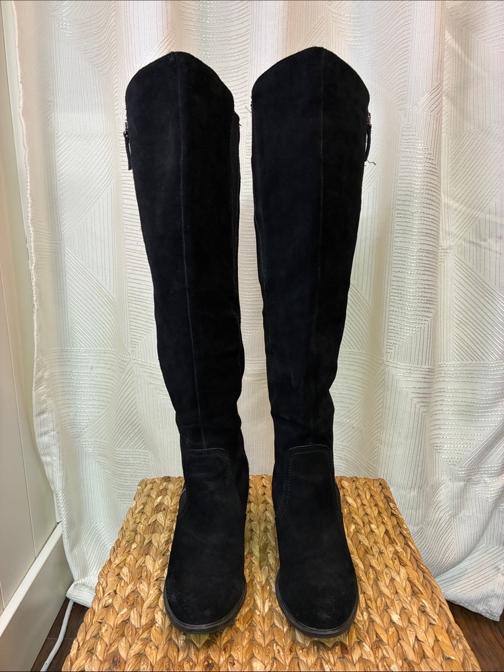 Crown Vintage Black Suede Over-the-Knee Boots